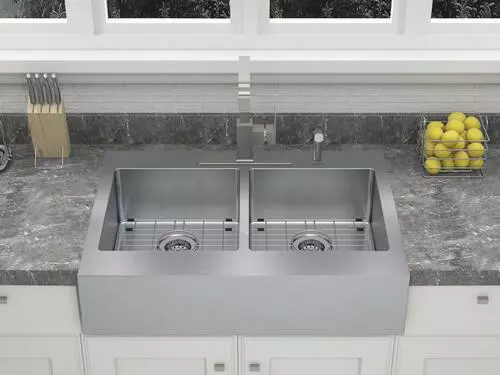 Tuscany® Retrofit Farmhouse/Apron Front 33" Stainless Steel Double Bowl Kitchen Sink 6 Tuscany® Retrofit Farmhouse/Apron Front 33" Stainless Steel Double Bowl Kitchen Sink - Image 6