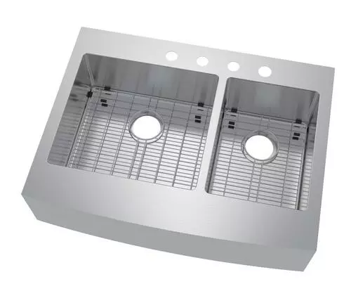 Tuscany® Retrofit Farmhouse/Apron Front 33" Stainless Steel Offset Double Bowl Kitchen Sink 2 Tuscany® Retrofit Farmhouse/Apron Front 33" Stainless Steel Offset Double Bowl Kitchen Sink - Image 2