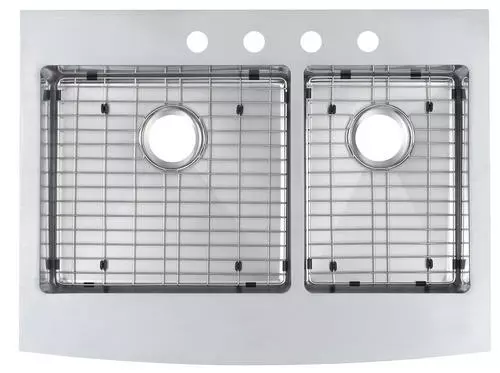 Tuscany® Retrofit Farmhouse/Apron Front 33" Stainless Steel Offset Double Bowl Kitchen Sink 3 Tuscany® Retrofit Farmhouse/Apron Front 33" Stainless Steel Offset Double Bowl Kitchen Sink - Image 3