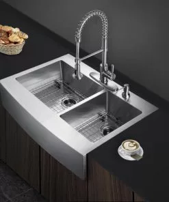 Tuscany® Retrofit Farmhouse/Apron Front 33" Stainless Steel Offset Double Bowl Kitchen Sink 10 Tuscany® Retrofit Farmhouse/Apron Front 33" Stainless Steel Offset Double Bowl Kitchen Sink -Tuscany Shop 6724165 scene 01