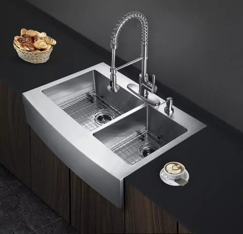 Tuscany® Retrofit Farmhouse/Apron Front 33" Stainless Steel Offset Double Bowl Kitchen Sink 4 Tuscany® Retrofit Farmhouse/Apron Front 33" Stainless Steel Offset Double Bowl Kitchen Sink - Image 4