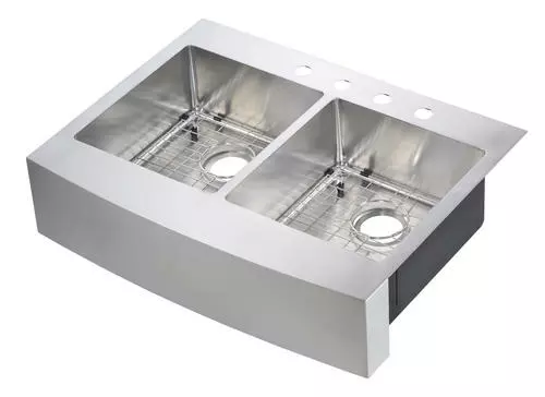 Tuscany® Retrofit Farmhouse/Apron Front 33" Stainless Steel Double Bowl Kitchen Sink 1 Tuscany® Retrofit Farmhouse/Apron Front 33" Stainless Steel Double Bowl Kitchen Sink