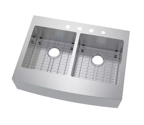 Tuscany® Retrofit Farmhouse/Apron Front 33" Stainless Steel Double Bowl Kitchen Sink 2 Tuscany® Retrofit Farmhouse/Apron Front 33" Stainless Steel Double Bowl Kitchen Sink - Image 2