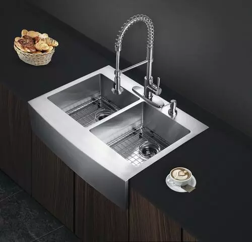 Tuscany® Retrofit Farmhouse/Apron Front 33" Stainless Steel Double Bowl Kitchen Sink 4 Tuscany® Retrofit Farmhouse/Apron Front 33" Stainless Steel Double Bowl Kitchen Sink - Image 4