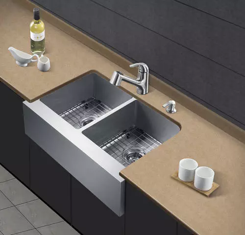 Tuscany® Farmhouse/Apron Front 31" Stainless Steel Double Bowl Kitchen Sink 3 Tuscany® Farmhouse/Apron Front 31" Stainless Steel Double Bowl Kitchen Sink - Image 3