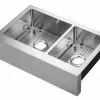 Tuscany® Farmhouse/Apron Front 31" Stainless Steel Offset Double Bowl Kitchen Sink
