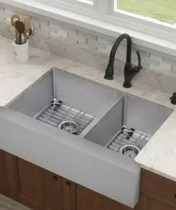 Tuscany® Farmhouse/Apron Front 31" Stainless Steel Offset Double Bowl Kitchen Sink 9 Tuscany® Farmhouse/Apron Front 31" Stainless Steel Offset Double Bowl Kitchen Sink -Tuscany Shop 6724172 Scene 2