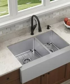 Tuscany® Farmhouse/Apron Front 31" Stainless Steel Offset Double Bowl Kitchen Sink 11 Tuscany® Farmhouse/Apron Front 31" Stainless Steel Offset Double Bowl Kitchen Sink -Tuscany Shop 6724172 Scene 4