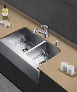 Tuscany® Farmhouse/Apron Front 31" Stainless Steel Offset Double Bowl Kitchen Sink 8 Tuscany® Farmhouse/Apron Front 31" Stainless Steel Offset Double Bowl Kitchen Sink -Tuscany Shop 6724172 scene 01
