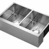 Tuscany® Farmhouse/Apron Front 33" Stainless Steel Double Bowl Kitchen Sink