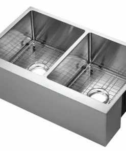 Tuscany® Farmhouse/Apron Front 33" Stainless Steel Double Bowl Kitchen Sink
