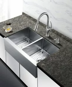 Tuscany® Farmhouse/Apron Front 33" Stainless Steel Double Bowl Kitchen Sink 5 Tuscany® Farmhouse/Apron Front 33" Stainless Steel Double Bowl Kitchen Sink -Tuscany Shop 6724174 scene 01