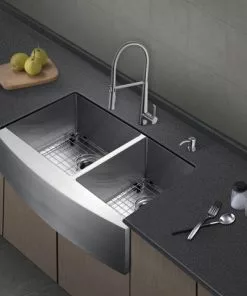 Tuscany® Farmhouse/Apron Front 33" Stainless Steel Offset Double Bowl Kitchen Sink 5 Tuscany® Farmhouse/Apron Front 33" Stainless Steel Offset Double Bowl Kitchen Sink -Tuscany Shop 6724181 scene 01