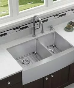 Tuscany® Farmhouse/Apron Front 36" Stainless Steel Offset Double Bowl Kitchen Sink 11 Tuscany® Farmhouse/Apron Front 36" Stainless Steel Offset Double Bowl Kitchen Sink -Tuscany Shop 6724184 Scene 4
