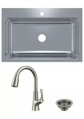 Tuscany® Northville All-in-One Dual Mount 33" Stainless Steel 1-Hole Single Bowl Kitchen Sink 12 Tuscany® Northville All-in-One Dual Mount 33" Stainless Steel 1-Hole Single Bowl Kitchen Sink - Image 12