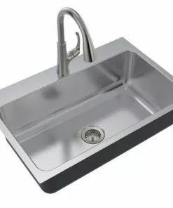 Tuscany® Northville All-in-One Dual Mount 33" Stainless Steel 1-Hole Single Bowl Kitchen Sink