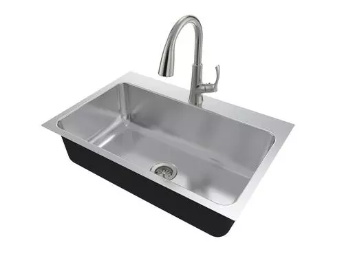 Tuscany® Northville All-in-One Dual Mount 33" Stainless Steel 1-Hole Single Bowl Kitchen Sink 2 Tuscany® Northville All-in-One Dual Mount 33" Stainless Steel 1-Hole Single Bowl Kitchen Sink - Image 2