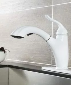 Tuscany® Brooksville™ One-Handle Pull-Out White Kitchen Faucet 11 Tuscany® Brooksville™ One-Handle Pull-Out White Kitchen Faucet -Tuscany Shop 6736049 Scene 03