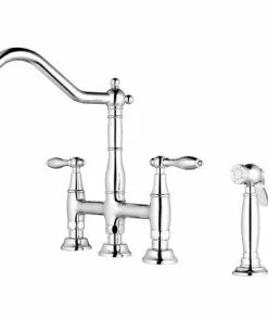 Tuscany® Jamesina™ Two-Handle Polished Chrome Bridge Kitchen Faucet 11 Tuscany® Jamesina™ Two-Handle Polished Chrome Bridge Kitchen Faucet -Tuscany Shop 6736097 45 Right Side View