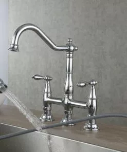 Tuscany® Jamesina™ Two-Handle Polished Chrome Bridge Kitchen Faucet 8 Tuscany® Jamesina™ Two-Handle Polished Chrome Bridge Kitchen Faucet -Tuscany Shop 6736097 Scene 01