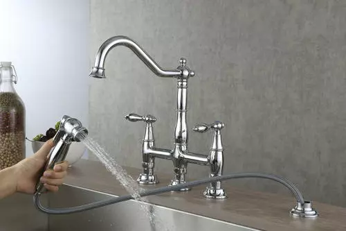 Tuscany® Jamesina™ Two-Handle Polished Chrome Bridge Kitchen Faucet 3 Tuscany® Jamesina™ Two-Handle Polished Chrome Bridge Kitchen Faucet - Image 3