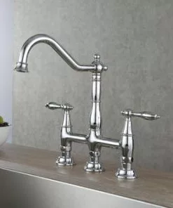 Tuscany® Jamesina™ Two-Handle Polished Chrome Bridge Kitchen Faucet 9 Tuscany® Jamesina™ Two-Handle Polished Chrome Bridge Kitchen Faucet -Tuscany Shop 6736097 Scene 02