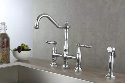 Tuscany® Jamesina™ Two-Handle Polished Chrome Bridge Kitchen Faucet 4 Tuscany® Jamesina™ Two-Handle Polished Chrome Bridge Kitchen Faucet - Image 4