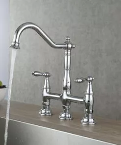 Tuscany® Jamesina™ Two-Handle Polished Chrome Bridge Kitchen Faucet 10 Tuscany® Jamesina™ Two-Handle Polished Chrome Bridge Kitchen Faucet -Tuscany Shop 6736097 Scene 03