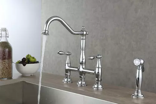 Tuscany® Jamesina™ Two-Handle Polished Chrome Bridge Kitchen Faucet 5 Tuscany® Jamesina™ Two-Handle Polished Chrome Bridge Kitchen Faucet - Image 5