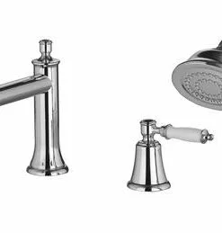 Tuscany® Winterset Two-Handle 1-Spray Polished Chrome Roman Bathtub Faucet With Handheld Shower -Tuscany Shop 6736195 RS 45