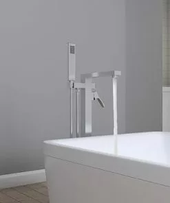Tuscany® Morey One-Handle Floor-Mount Polished Chrome Freestanding Bathtub Faucet With Handheld Shower -Tuscany Shop 6736243 IU LS 45