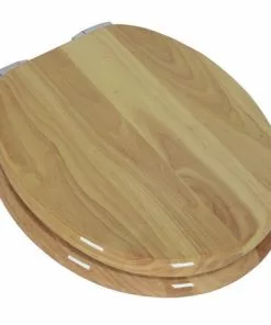 Tuscany® Round Natural Oak Wood Slow-Close Toilet Seat -Tuscany Shop 6766602Left