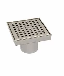 Tuscany® 4" Brushed Nickel Square Pattern Grid Designer Square Drain