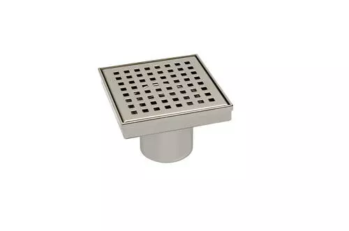 Tuscany® 4" Brushed Nickel Square Pattern Grid Designer Square Drain 1 Tuscany® 4" Brushed Nickel Square Pattern Grid Designer Square Drain
