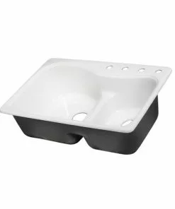 Tuscany Windansea Drop-In 33" White Cast Iron 4-Hole Double Bowl Kitchen Sink 8 Tuscany Windansea Drop-In 33" White Cast Iron 4-Hole Double Bowl Kitchen Sink -Tuscany Shop 775 4r 1500