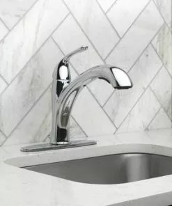 Tuscany® Barstow One-Handle Pull-Out Chrome Kitchen Faucet -Tuscany Shop 903 10515CH Plate Lifestyle