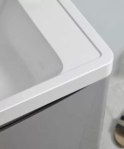 Fresca Tuscany 31.5"W X 19"D Glossy Gray Wall Hung Vanity And White Acrylic Top With Integrated Rectangular Bowl And Medicine Cabinet -Tuscany Shop FVN9032GRG 4