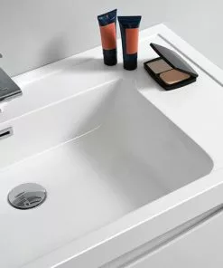 Fresca Tuscany 31.5"W X 19"D Glossy White Wall Hung Vanity And White Acrylic Top With Integrated Rectangular Bowl And Medicine Cabinet -Tuscany Shop FVN9032WH 5