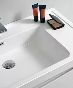 Fresca Tuscany 35.5"W X 19"D Glossy White Wall Hung Vanity And White Acrylic Top With Integrated Rectangular Bowl And Medicine Cabinet -Tuscany Shop FVN9036WH 6