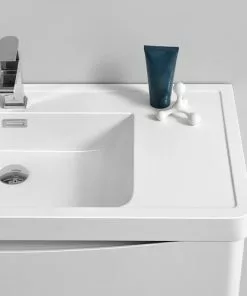 Fresca Tuscany 39.5"W X 19"D Glossy White Wall Hung Vanity And White Acrylic Top With Integrated Rectangular Bowl And Medicine Cabinet -Tuscany Shop FVN9040WH 5