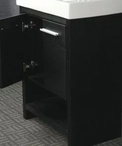 Tuscany® Verona 24"W X 14"D Black Vanity And White Ceramic Vanity Top With Rectangular Integrated Bowl And Mirror -Tuscany Shop YG2414BL 2D9