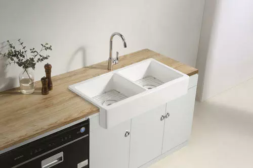 Tuscany® Farmhouse/Apron Front White Ceramic Double Bowl Kitchen Sink 3 Tuscany® Farmhouse/Apron Front White Ceramic Double Bowl Kitchen Sink - Image 3