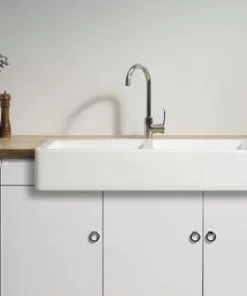 Tuscany® Farmhouse/Apron Front White Ceramic Double Bowl Kitchen Sink 9 Tuscany® Farmhouse/Apron Front White Ceramic Double Bowl Kitchen Sink -Tuscany Shop alt2