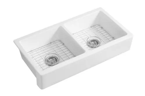 Tuscany® Farmhouse/Apron Front White Ceramic Double Bowl Kitchen Sink 5 Tuscany® Farmhouse/Apron Front White Ceramic Double Bowl Kitchen Sink - Image 5