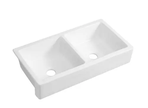 Tuscany® Farmhouse/Apron Front White Ceramic Double Bowl Kitchen Sink 1 Tuscany® Farmhouse/Apron Front White Ceramic Double Bowl Kitchen Sink