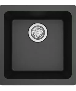 Tuscany Undermount 17" Black Quartz Composite Single Bowl Kitchen Sink